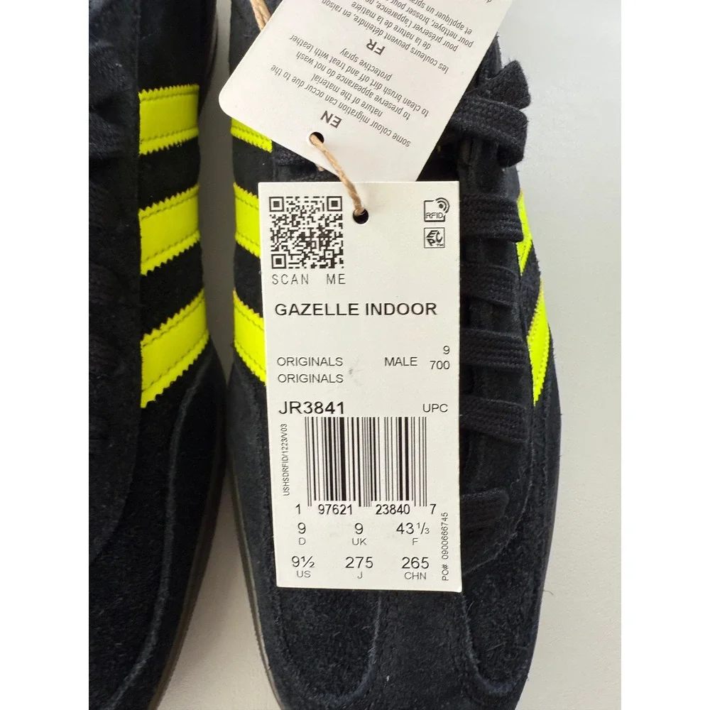 Adidas Originals Gazelle Indoor Black‎ Solar Yellow Sneakers 2025 Men US 9.5 NWB - Picture 3 of 10